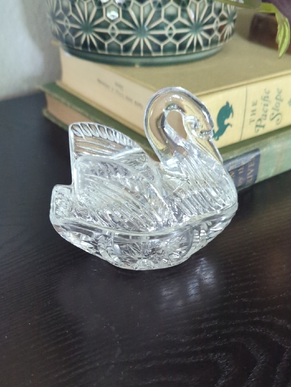 Clear Glass Swan Candy Dish